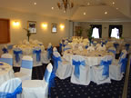 Ivory Chair Cover Blue Organza Sash